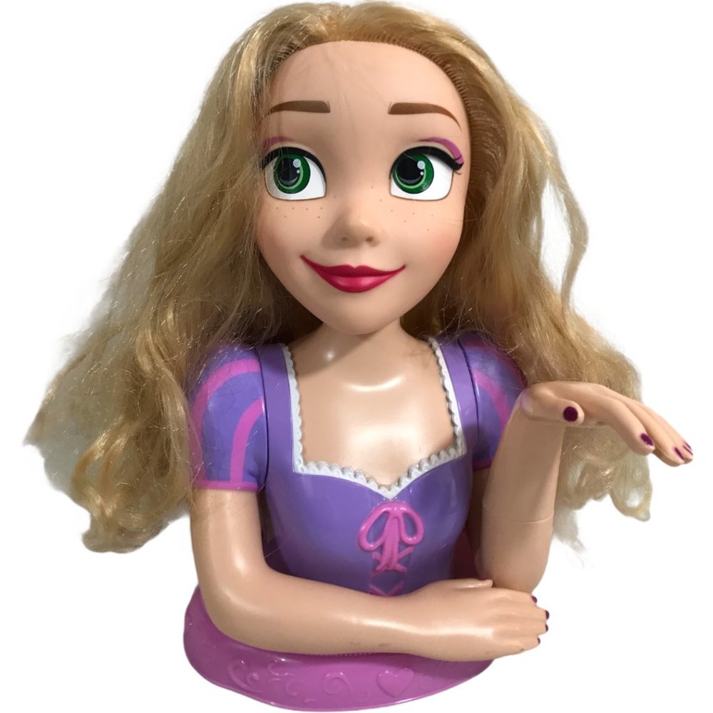 Disney Princess Rapunzel Deluxe Styling Head Doll Bust 13” Plastic Girl Toy